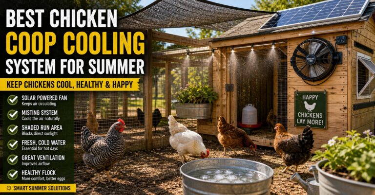 Modern backyard chicken coop cooling system during hot summer weather