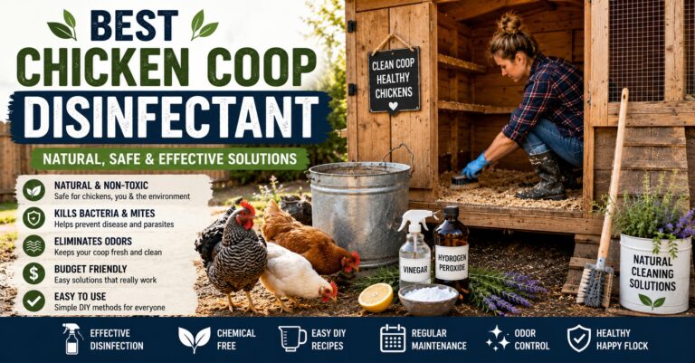 Backyard chicken coop being disinfected naturally with healthy chickens nearby