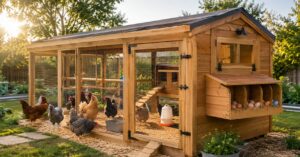 Best chicken coop for 11-20 chickens with a large walk-in coop, secure run, nesting boxes, and healthy backyard hens.