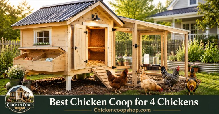 Best chicken coop for 4 chickens in a clean US backyard with secure run, nesting boxes, and healthy hens